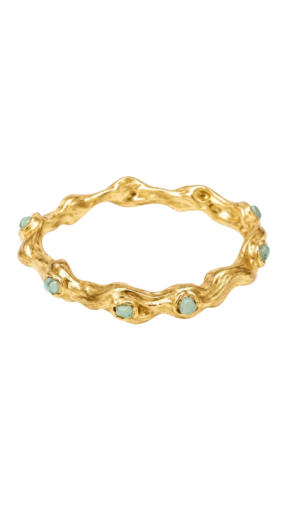 Brazalete Seje Dorado con Esmeralda en bruto